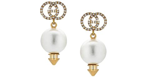 gucci earrings with pearls|gucci pearl drop earrings.